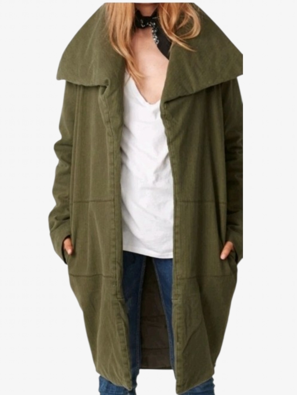 One Teaspoon Chapman Sailor Coat Womens Small Olive Green Oversized Long Duster